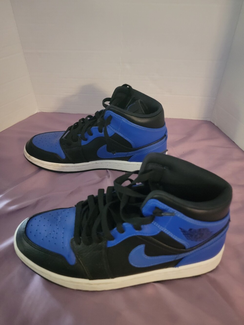 Nike Air Jordan 1 Retro Mid Black Hyper Royal Blue White Size 9.5